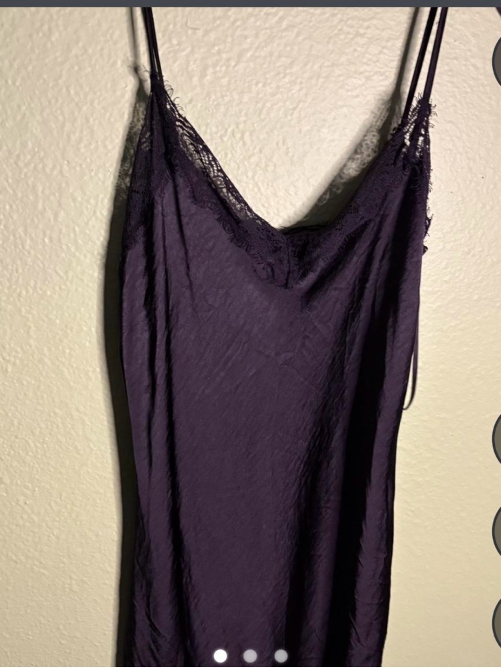 Silk-Like Lace Trim Slip Dress in Deep black